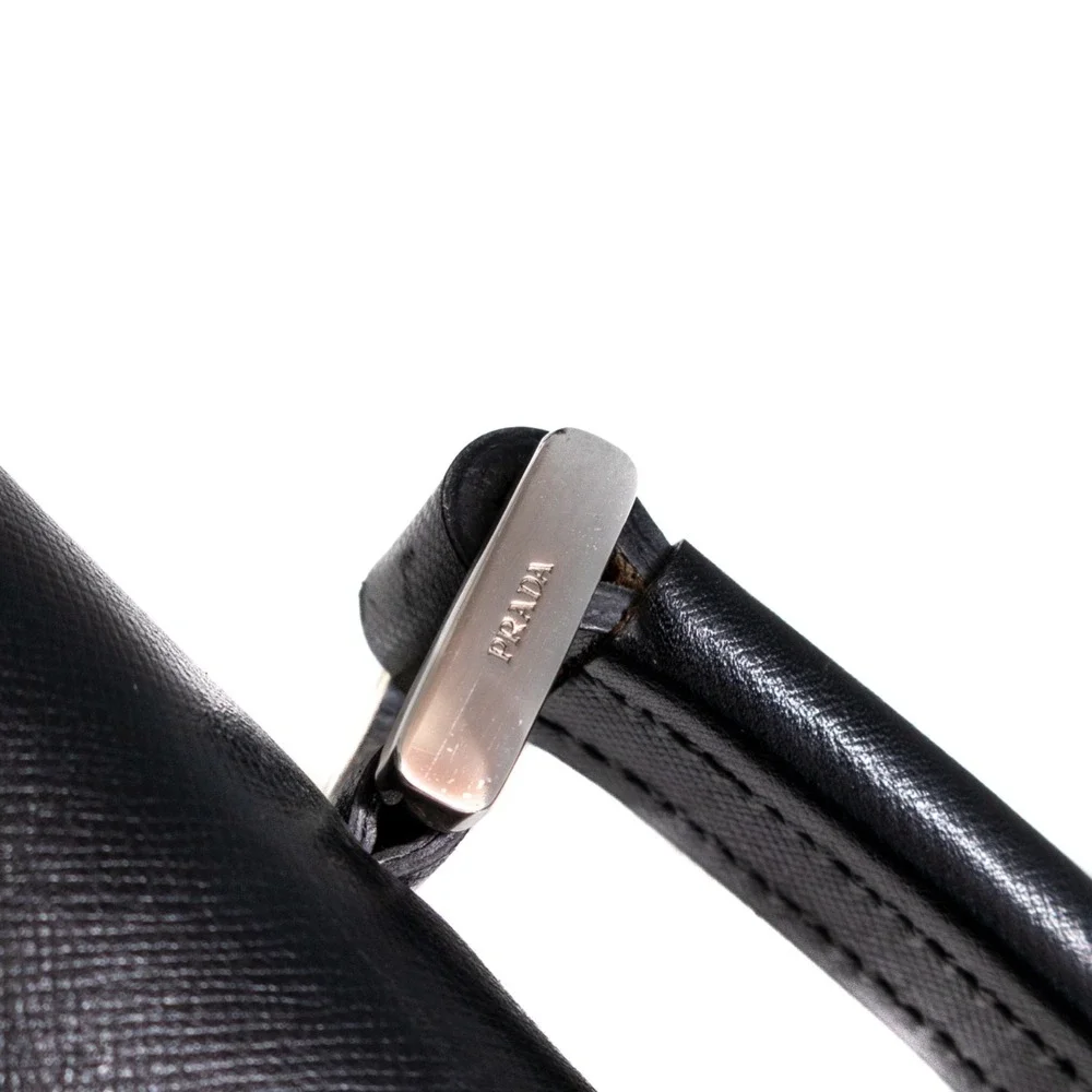 Rare PRADA Saffiano Business Bag‎ Briefcase Dial Type Leather Black Men's